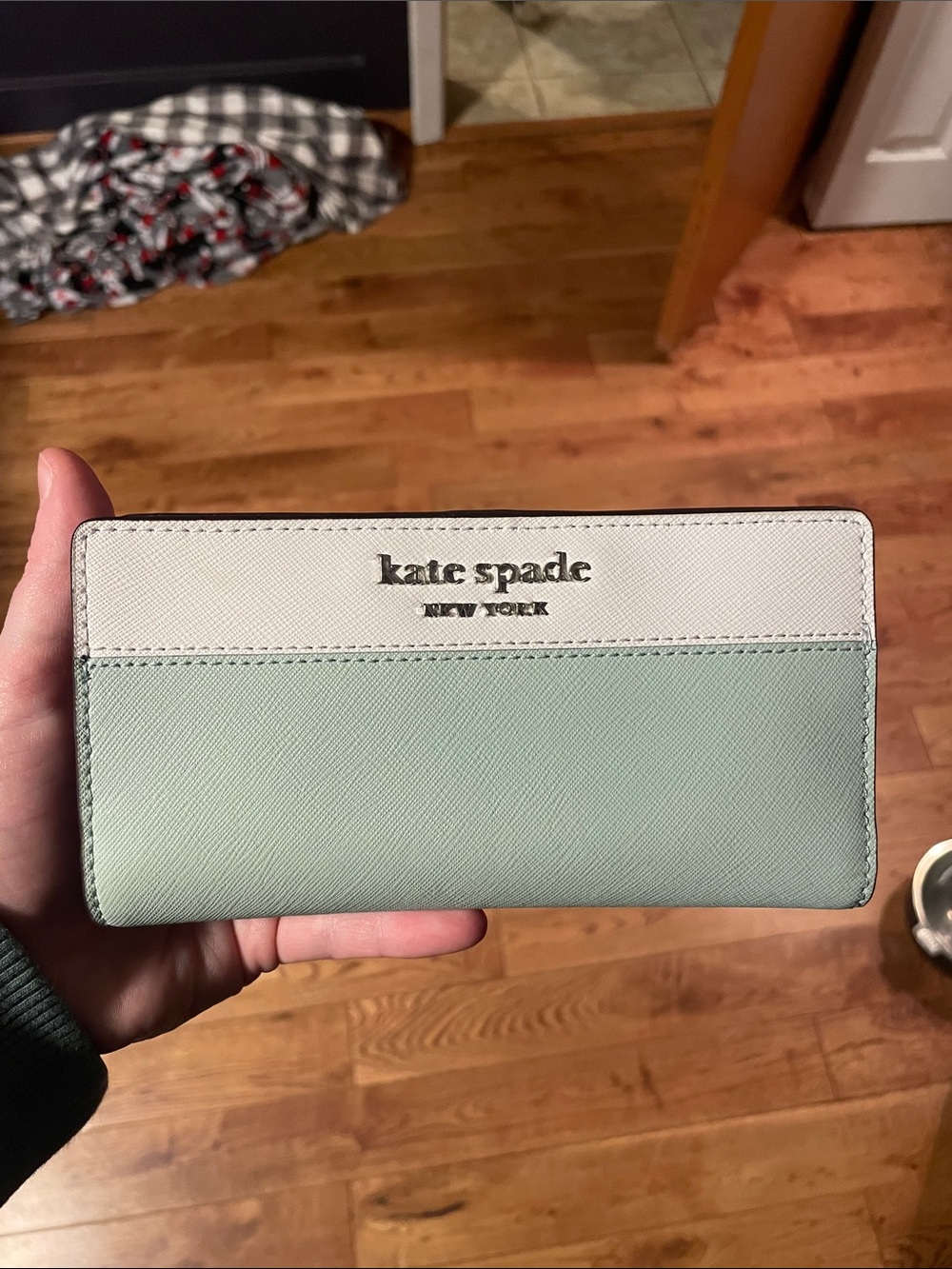 kate spade Two-Tone Mint and Cream Leather Wallet